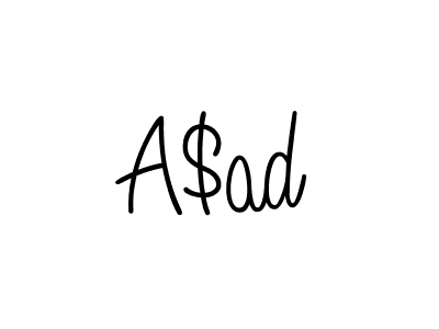 The best way (Angelique-Rose-font-FFP) to make a short signature is to pick only two or three words in your name. The name A$ad include a total of six letters. For converting this name. A$ad signature style 5 images and pictures png