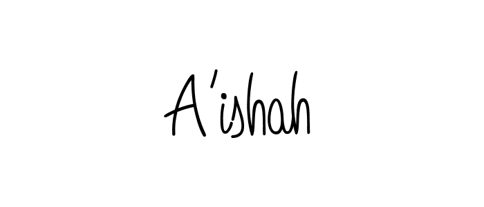 Design your own signature with our free online signature maker. With this signature software, you can create a handwritten (Angelique-Rose-font-FFP) signature for name A'ishah. A'ishah signature style 5 images and pictures png