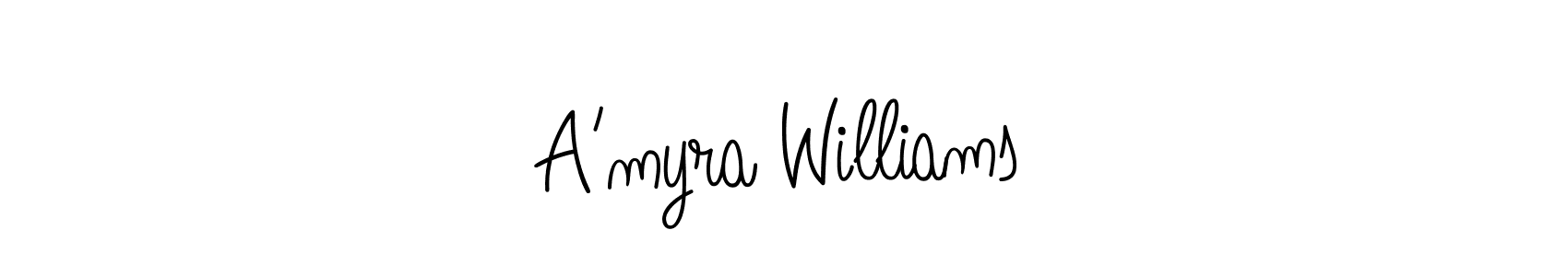Design your own signature with our free online signature maker. With this signature software, you can create a handwritten (Angelique-Rose-font-FFP) signature for name A’myra Williams. A’myra Williams signature style 5 images and pictures png