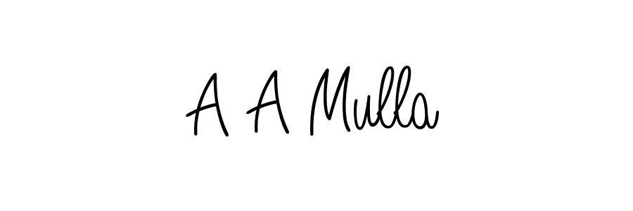 How to make A A Mulla name signature. Use Angelique-Rose-font-FFP style for creating short signs online. This is the latest handwritten sign. A A Mulla signature style 5 images and pictures png