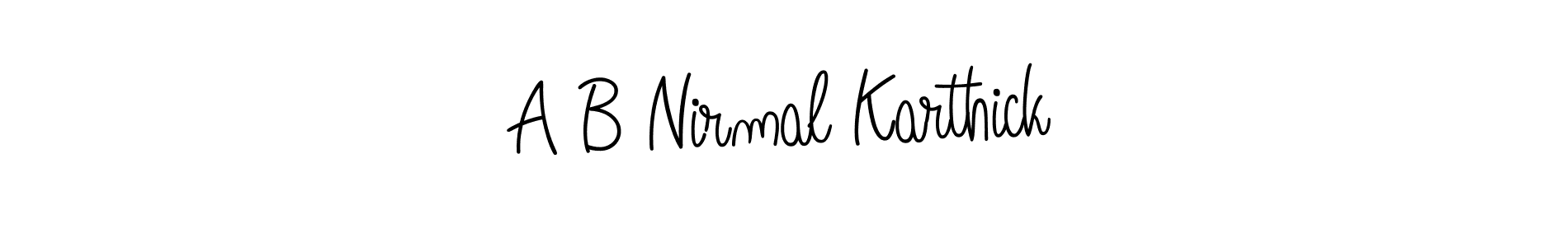 This is the best signature style for the A B Nirmal Karthick name. Also you like these signature font (Angelique-Rose-font-FFP). Mix name signature. A B Nirmal Karthick signature style 5 images and pictures png