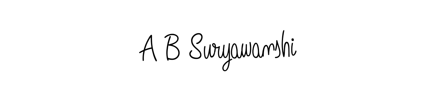 How to make A B Suryawanshi name signature. Use Angelique-Rose-font-FFP style for creating short signs online. This is the latest handwritten sign. A B Suryawanshi signature style 5 images and pictures png