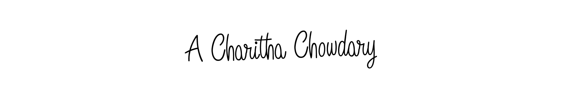 You should practise on your own different ways (Angelique-Rose-font-FFP) to write your name (A Charitha Chowdary) in signature. don't let someone else do it for you. A Charitha Chowdary signature style 5 images and pictures png