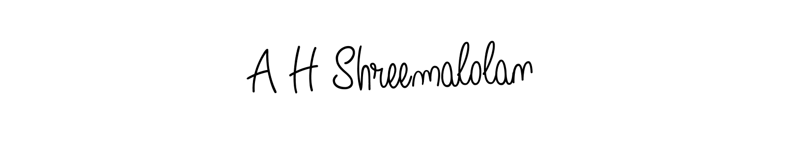 if you are searching for the best signature style for your name A H Shreemalolan. so please give up your signature search. here we have designed multiple signature styles  using Angelique-Rose-font-FFP. A H Shreemalolan signature style 5 images and pictures png