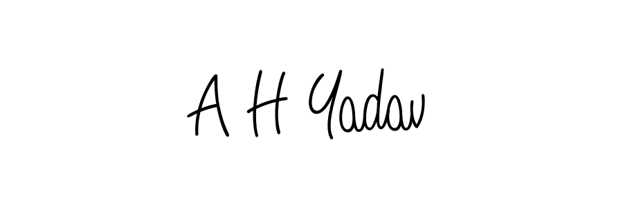 The best way (Angelique-Rose-font-FFP) to make a short signature is to pick only two or three words in your name. The name A H Yadav include a total of six letters. For converting this name. A H Yadav signature style 5 images and pictures png
