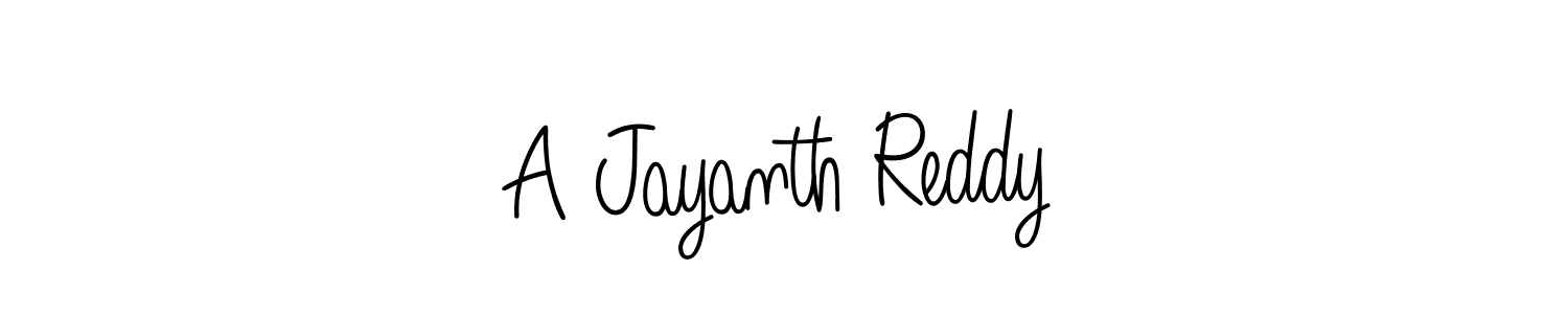 The best way (Angelique-Rose-font-FFP) to make a short signature is to pick only two or three words in your name. The name A Jayanth Reddy include a total of six letters. For converting this name. A Jayanth Reddy signature style 5 images and pictures png