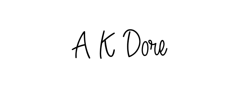 Also we have A K Dore name is the best signature style. Create professional handwritten signature collection using Angelique-Rose-font-FFP autograph style. A K Dore signature style 5 images and pictures png