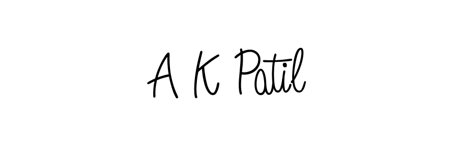 The best way (Angelique-Rose-font-FFP) to make a short signature is to pick only two or three words in your name. The name A K Patil include a total of six letters. For converting this name. A K Patil signature style 5 images and pictures png