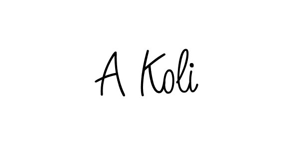 Make a beautiful signature design for name A Koli. With this signature (Angelique-Rose-font-FFP) style, you can create a handwritten signature for free. A Koli signature style 5 images and pictures png