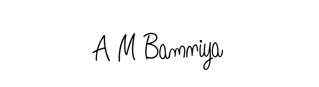 How to make A M Bamniya name signature. Use Angelique-Rose-font-FFP style for creating short signs online. This is the latest handwritten sign. A M Bamniya signature style 5 images and pictures png