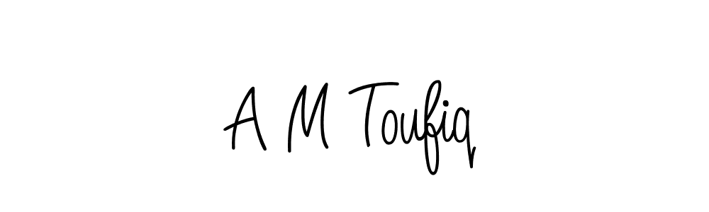 Use a signature maker to create a handwritten signature online. With this signature software, you can design (Angelique-Rose-font-FFP) your own signature for name A M Toufiq. A M Toufiq signature style 5 images and pictures png