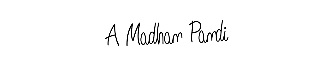 Use a signature maker to create a handwritten signature online. With this signature software, you can design (Angelique-Rose-font-FFP) your own signature for name A Madhan Pandi. A Madhan Pandi signature style 5 images and pictures png