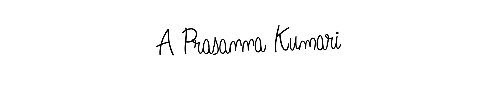 Design your own signature with our free online signature maker. With this signature software, you can create a handwritten (Angelique-Rose-font-FFP) signature for name A Prasanna Kumari. A Prasanna Kumari signature style 5 images and pictures png