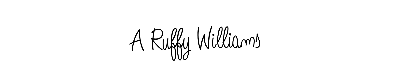 You should practise on your own different ways (Angelique-Rose-font-FFP) to write your name (A Ruffy Williams) in signature. don't let someone else do it for you. A Ruffy Williams signature style 5 images and pictures png