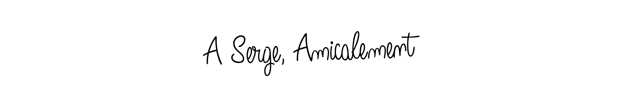 Make a beautiful signature design for name A Serge, Amicalement. With this signature (Angelique-Rose-font-FFP) style, you can create a handwritten signature for free. A Serge, Amicalement signature style 5 images and pictures png