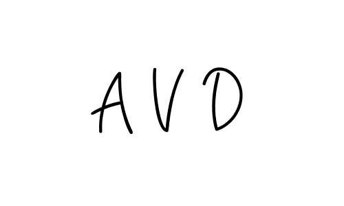 Make a beautiful signature design for name A V D. With this signature (Angelique-Rose-font-FFP) style, you can create a handwritten signature for free. A V D signature style 5 images and pictures png