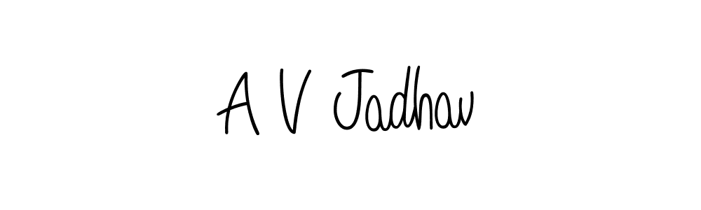 Also we have A V Jadhav name is the best signature style. Create professional handwritten signature collection using Angelique-Rose-font-FFP autograph style. A V Jadhav signature style 5 images and pictures png