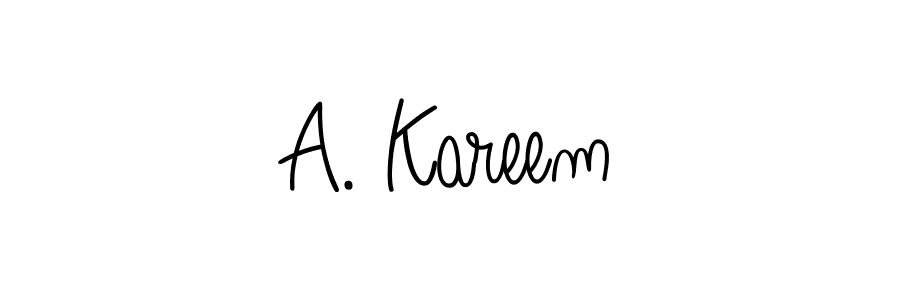 Design your own signature with our free online signature maker. With this signature software, you can create a handwritten (Angelique-Rose-font-FFP) signature for name A. Kareem. A. Kareem signature style 5 images and pictures png