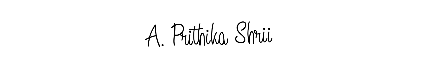 The best way (Angelique-Rose-font-FFP) to make a short signature is to pick only two or three words in your name. The name A. Prithika Shrii include a total of six letters. For converting this name. A. Prithika Shrii signature style 5 images and pictures png