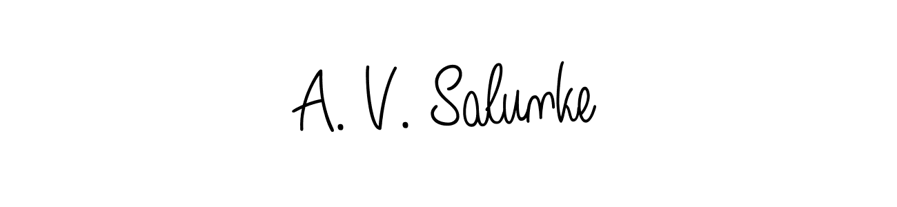 if you are searching for the best signature style for your name A. V. Salunke. so please give up your signature search. here we have designed multiple signature styles  using Angelique-Rose-font-FFP. A. V. Salunke signature style 5 images and pictures png