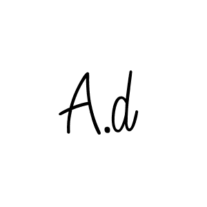 Create a beautiful signature design for name A.d. With this signature (Angelique-Rose-font-FFP) fonts, you can make a handwritten signature for free. A.d signature style 5 images and pictures png