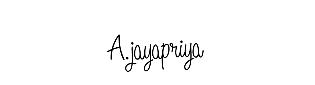 The best way (Angelique-Rose-font-FFP) to make a short signature is to pick only two or three words in your name. The name A.jayapriya include a total of six letters. For converting this name. A.jayapriya signature style 5 images and pictures png