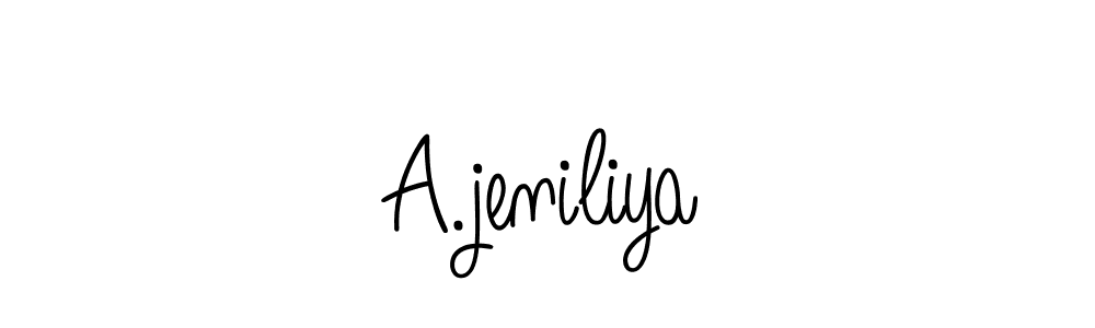 You should practise on your own different ways (Angelique-Rose-font-FFP) to write your name (A.jeniliya) in signature. don't let someone else do it for you. A.jeniliya signature style 5 images and pictures png