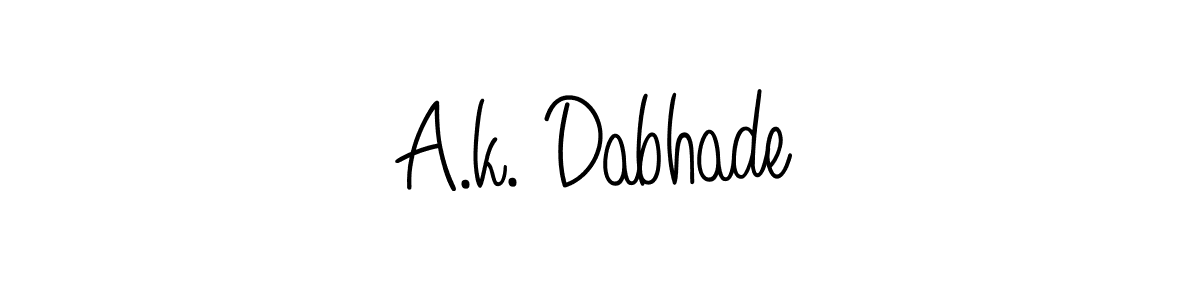 if you are searching for the best signature style for your name A.k. Dabhade. so please give up your signature search. here we have designed multiple signature styles  using Angelique-Rose-font-FFP. A.k. Dabhade signature style 5 images and pictures png