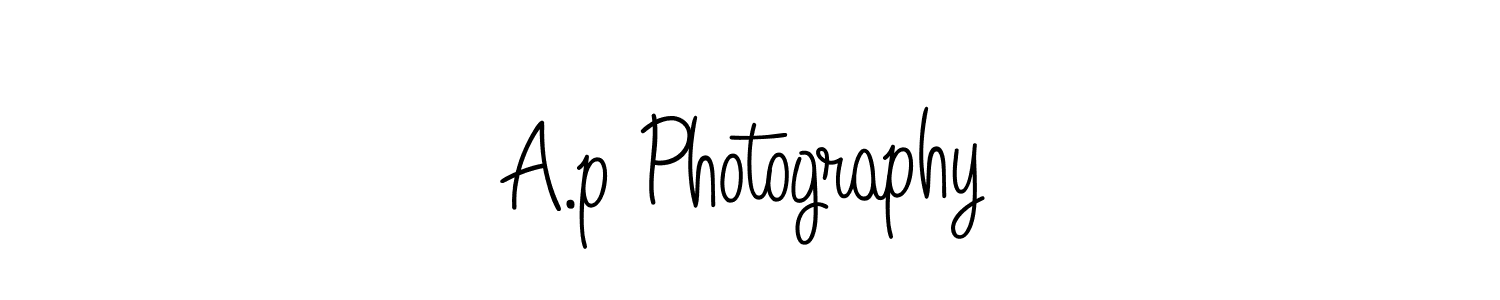 Make a beautiful signature design for name A.p Photography. With this signature (Angelique-Rose-font-FFP) style, you can create a handwritten signature for free. A.p Photography signature style 5 images and pictures png