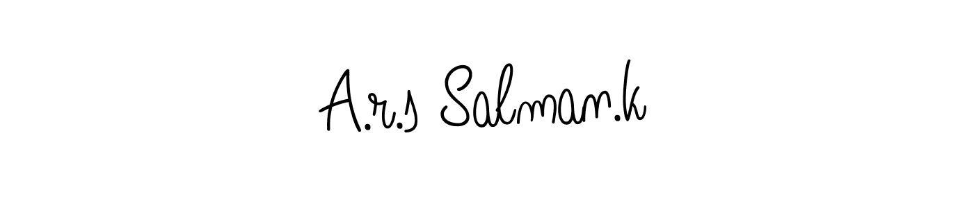 The best way (Angelique-Rose-font-FFP) to make a short signature is to pick only two or three words in your name. The name A.r.s Salman.k include a total of six letters. For converting this name. A.r.s Salman.k signature style 5 images and pictures png