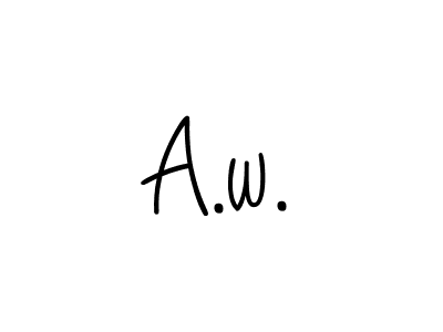 Make a beautiful signature design for name A.w.. With this signature (Angelique-Rose-font-FFP) style, you can create a handwritten signature for free. A.w. signature style 5 images and pictures png