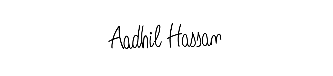 Use a signature maker to create a handwritten signature online. With this signature software, you can design (Angelique-Rose-font-FFP) your own signature for name Aadhil Hassan. Aadhil Hassan signature style 5 images and pictures png