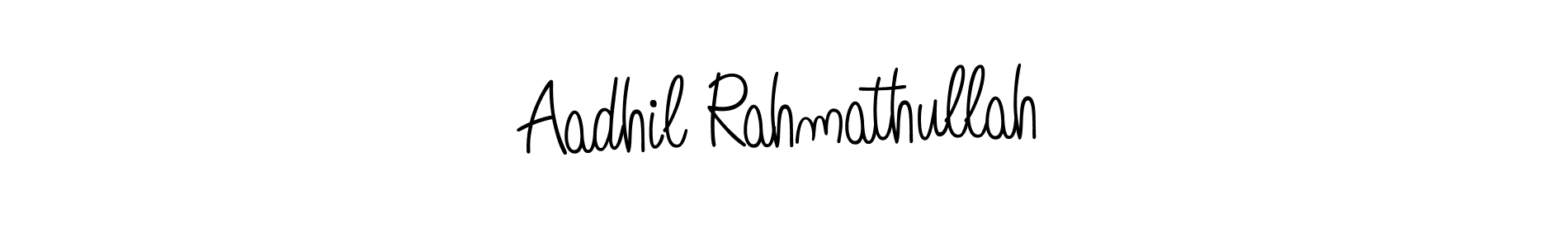 You should practise on your own different ways (Angelique-Rose-font-FFP) to write your name (Aadhil Rahmathullah) in signature. don't let someone else do it for you. Aadhil Rahmathullah signature style 5 images and pictures png