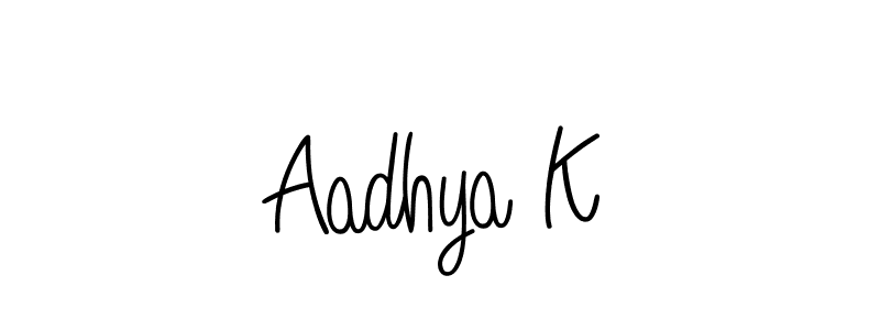 Also You can easily find your signature by using the search form. We will create Aadhya K name handwritten signature images for you free of cost using Angelique-Rose-font-FFP sign style. Aadhya K signature style 5 images and pictures png