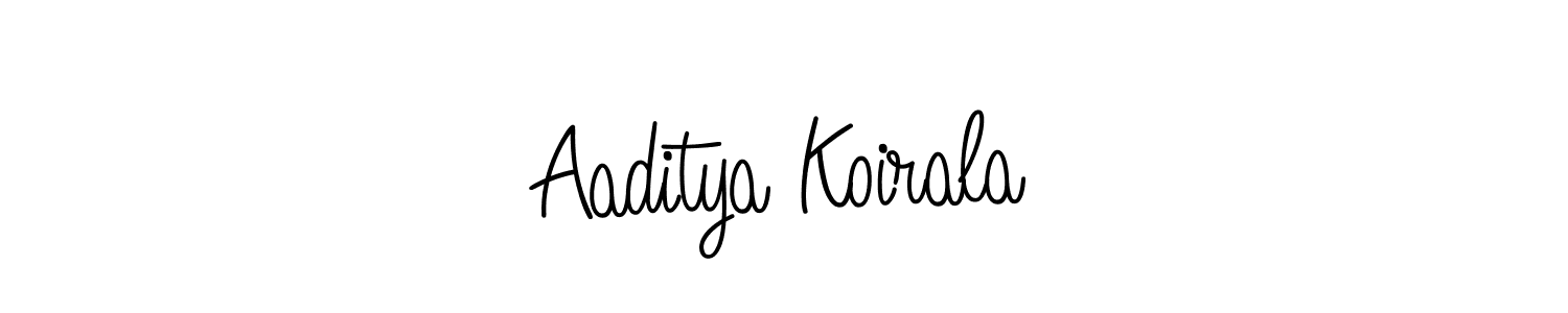 You should practise on your own different ways (Angelique-Rose-font-FFP) to write your name (Aaditya Koirala) in signature. don't let someone else do it for you. Aaditya Koirala signature style 5 images and pictures png