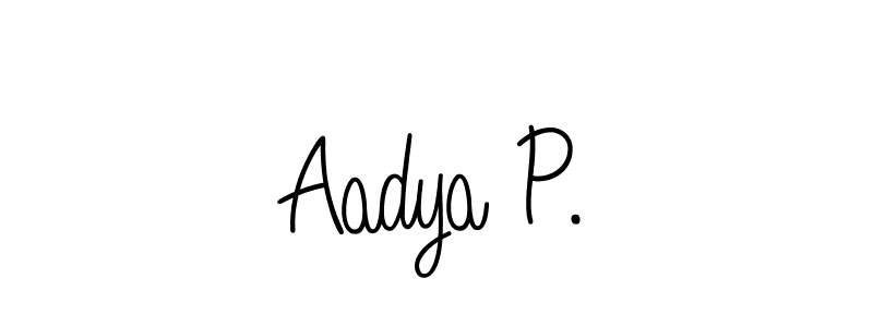 Use a signature maker to create a handwritten signature online. With this signature software, you can design (Angelique-Rose-font-FFP) your own signature for name Aadya P.. Aadya P. signature style 5 images and pictures png