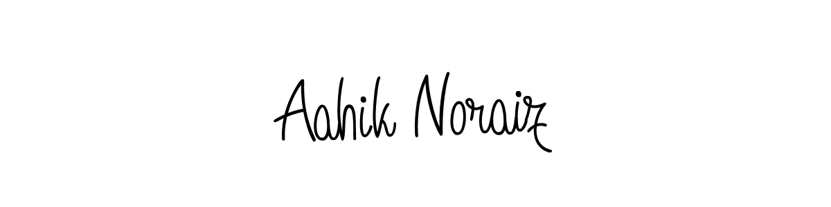 The best way (Angelique-Rose-font-FFP) to make a short signature is to pick only two or three words in your name. The name Aahik Noraiz include a total of six letters. For converting this name. Aahik Noraiz signature style 5 images and pictures png