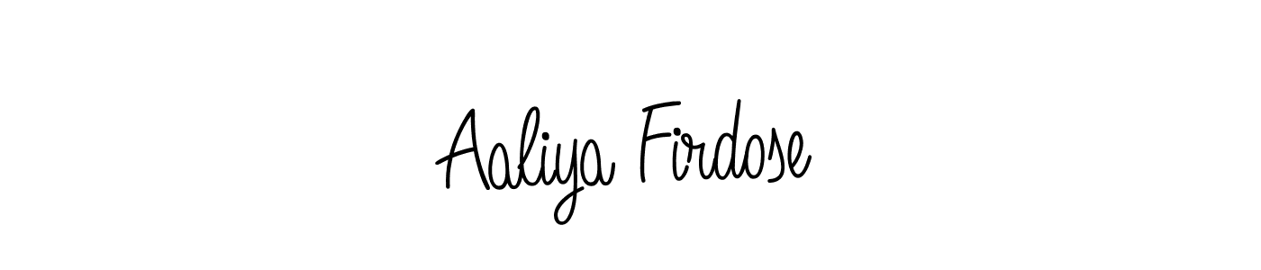 The best way (Angelique-Rose-font-FFP) to make a short signature is to pick only two or three words in your name. The name Aaliya Firdose include a total of six letters. For converting this name. Aaliya Firdose signature style 5 images and pictures png