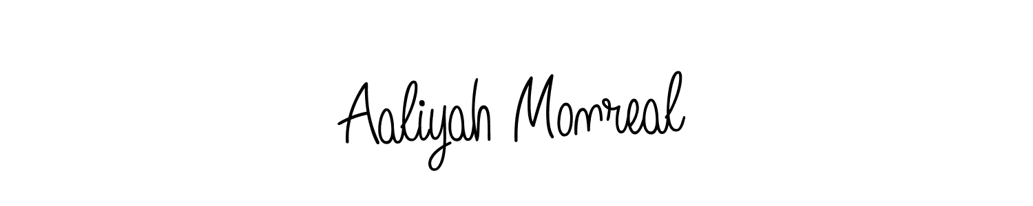 Aaliyah Monreal stylish signature style. Best Handwritten Sign (Angelique-Rose-font-FFP) for my name. Handwritten Signature Collection Ideas for my name Aaliyah Monreal. Aaliyah Monreal signature style 5 images and pictures png