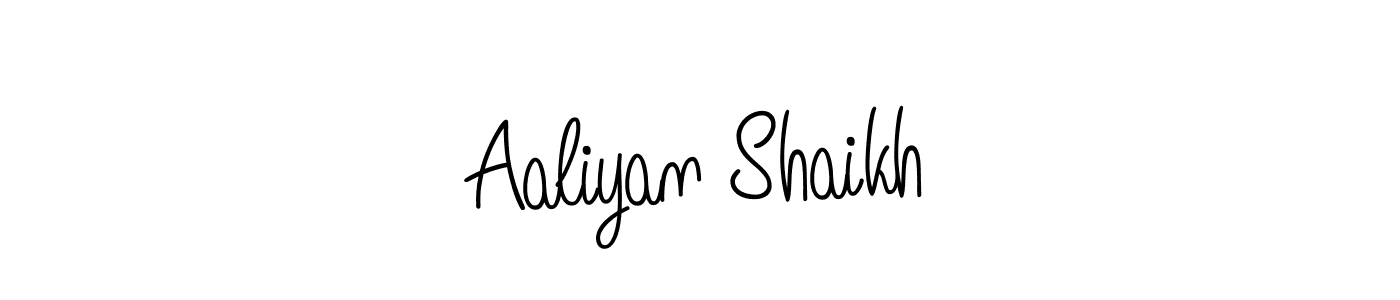 How to make Aaliyan Shaikh name signature. Use Angelique-Rose-font-FFP style for creating short signs online. This is the latest handwritten sign. Aaliyan Shaikh signature style 5 images and pictures png