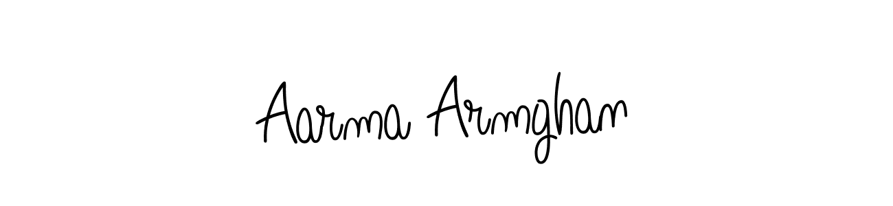 You should practise on your own different ways (Angelique-Rose-font-FFP) to write your name (Aarma Armghan) in signature. don't let someone else do it for you. Aarma Armghan signature style 5 images and pictures png