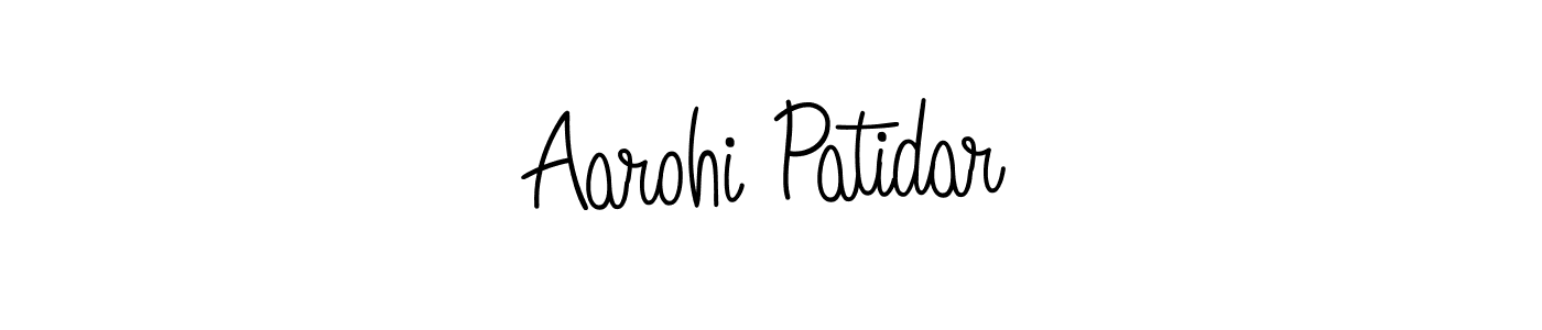 The best way (Angelique-Rose-font-FFP) to make a short signature is to pick only two or three words in your name. The name Aarohi Patidar include a total of six letters. For converting this name. Aarohi Patidar signature style 5 images and pictures png