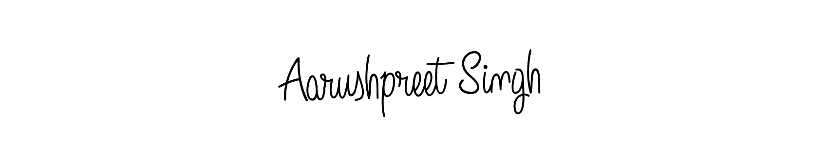 You should practise on your own different ways (Angelique-Rose-font-FFP) to write your name (Aarushpreet Singh) in signature. don't let someone else do it for you. Aarushpreet Singh signature style 5 images and pictures png