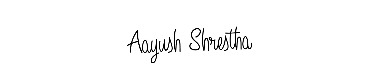The best way (Angelique-Rose-font-FFP) to make a short signature is to pick only two or three words in your name. The name Aayush Shrestha include a total of six letters. For converting this name. Aayush Shrestha signature style 5 images and pictures png