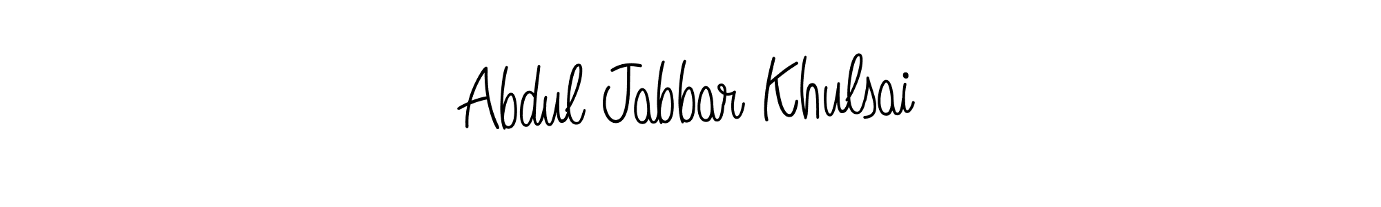 Use a signature maker to create a handwritten signature online. With this signature software, you can design (Angelique-Rose-font-FFP) your own signature for name Abdul Jabbar Khulsai. Abdul Jabbar Khulsai signature style 5 images and pictures png