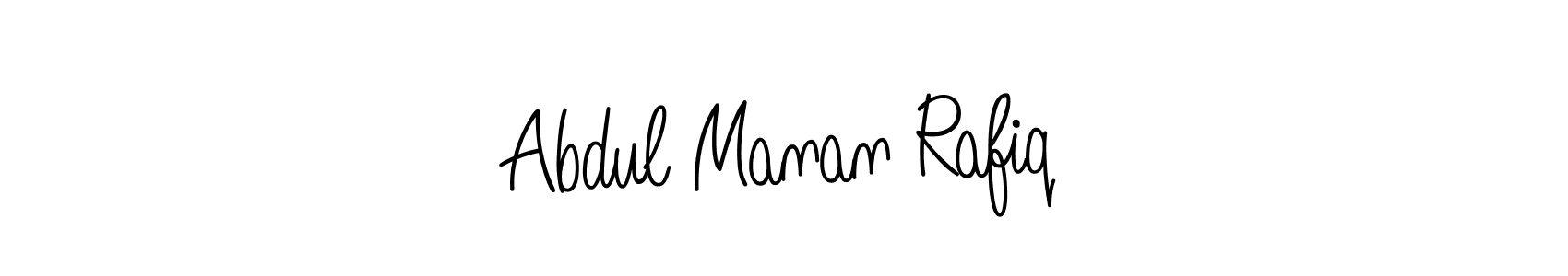 You should practise on your own different ways (Angelique-Rose-font-FFP) to write your name (Abdul Manan Rafiq) in signature. don't let someone else do it for you. Abdul Manan Rafiq signature style 5 images and pictures png