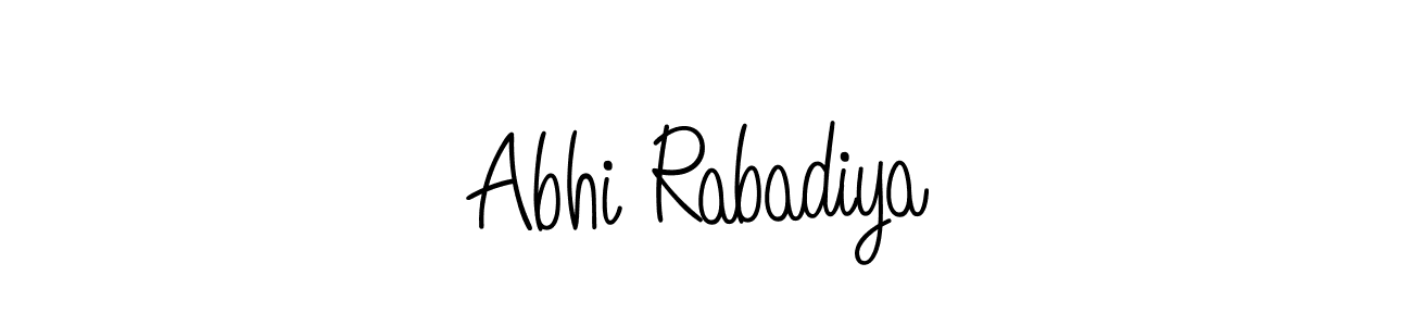 You should practise on your own different ways (Angelique-Rose-font-FFP) to write your name (Abhi Rabadiya) in signature. don't let someone else do it for you. Abhi Rabadiya signature style 5 images and pictures png