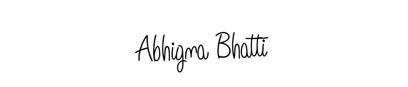 You should practise on your own different ways (Angelique-Rose-font-FFP) to write your name (Abhigna Bhatti) in signature. don't let someone else do it for you. Abhigna Bhatti signature style 5 images and pictures png