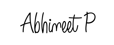 You should practise on your own different ways (Angelique-Rose-font-FFP) to write your name (Abhineet P) in signature. Don't let someone else do it for you. Abhineet P signature style 5 images and pictures png