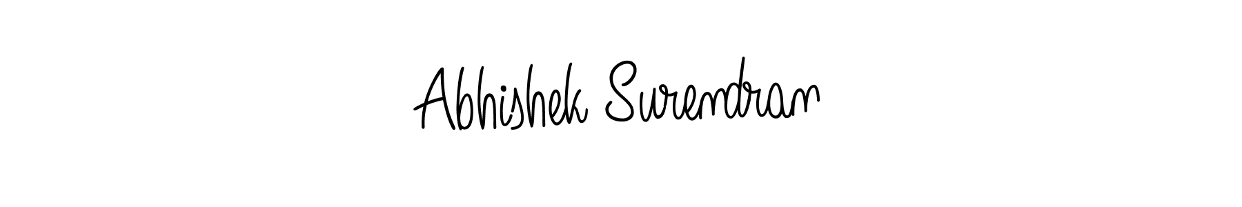 The best way (Angelique-Rose-font-FFP) to make a short signature is to pick only two or three words in your name. The name Abhishek Surendran include a total of six letters. For converting this name. Abhishek Surendran signature style 5 images and pictures png